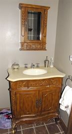 Ornate Bathroom Vanity and Mirror