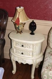 French Country White End Table