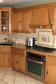Complete Maple Kitchen Cabinet Set with Granite Counter Tops and 30"  Kitchenaid Cooktop (Gas) and Kitchenaid Electric Oven (Both Stainless)