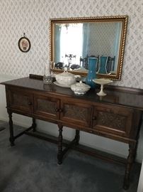 Carved walnut server