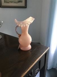 Pink Fenton glass pitcher 
