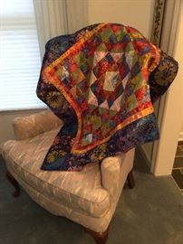 Brocade fabric quilt...rich jewel tones