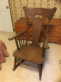 Oak pressback rocking chair