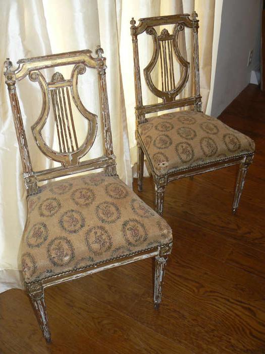 Louis XVI Side Chairs, Original Paint & Upholstery, Circa 1780