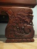 Ant. Chinese Carved Rosewood Opium or Money Changer's Bed Detail