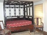 Ant. Chinese Carved Rosewood Opium or Money Changer's Bed