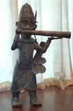 African Brass Musician, Verde Patina, 36" - Estate of Sherman Dreiseszun