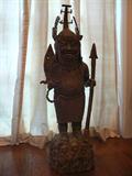 West African (Binin) Lost Wax Bronze "The King" 44" - From Estate of Sherman Dreiseszun