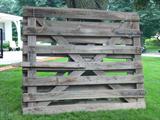 Wood Bull Gate Set, Two 91 1/2" Wide x 81"H, Seven Slats, 1"x6" sq Head Bolt & Nail Construction, Iron Henges w/ Quick Drop Latch