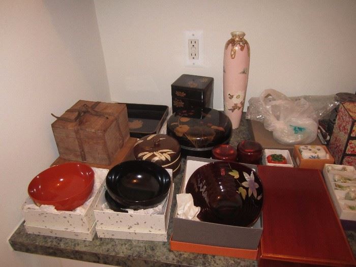 Asian bowls and vase
