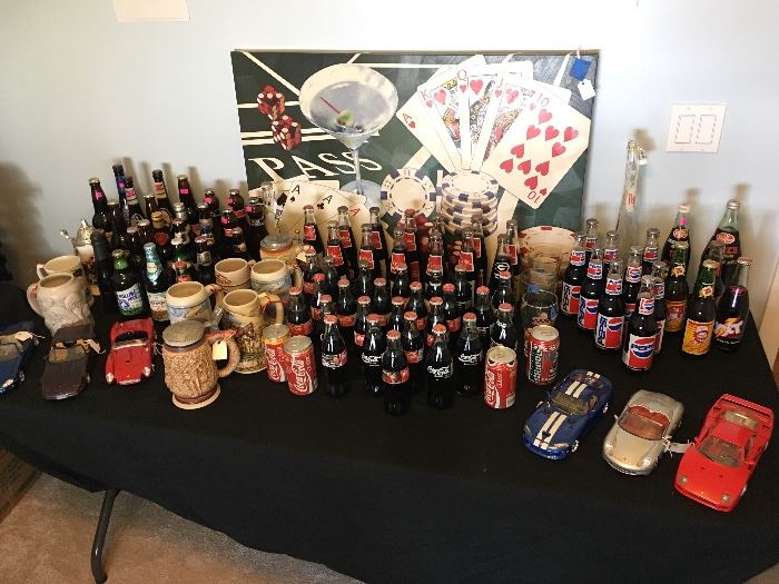 Assorted Collectible Bottles; Beer Steins; Model Cars