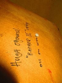 Signature of “Bather #14” by Hugh O’Donnell, 1996, Oil on wood, 17 1/2“ x 20“