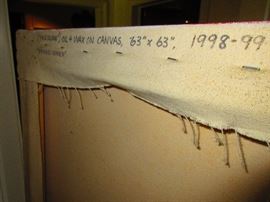 Detail of “Forerunner” by Eve Thompson, 1999, Oil and wax on canvas, 63” x 63”