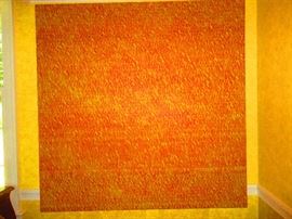 “Forerunner” by Eve Thompson, 1999, oil and wax in canvas, 63” x 63”