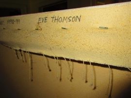 Detail of “Forerunner” by Eve Thompson, 1999, Oil and wax on canvas, 63” x 63”