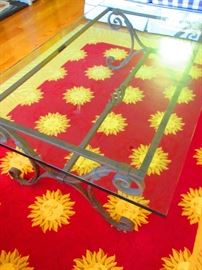 Iron & glass table ( rug under table not available in sale)