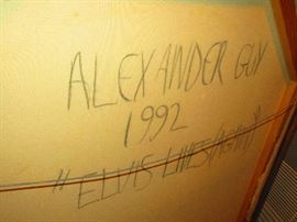 Detail of “ Elvis Lives (Again)” by Alexander Guy, 1992, oil on canvas, 58” x 40”