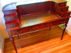 Late 19th/early 20th c. French step-back desk with leather top