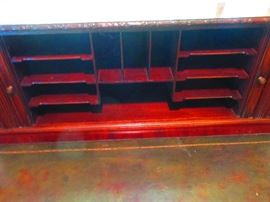 Detail of Late 19th/early 20th c. French step-back desk with leather top