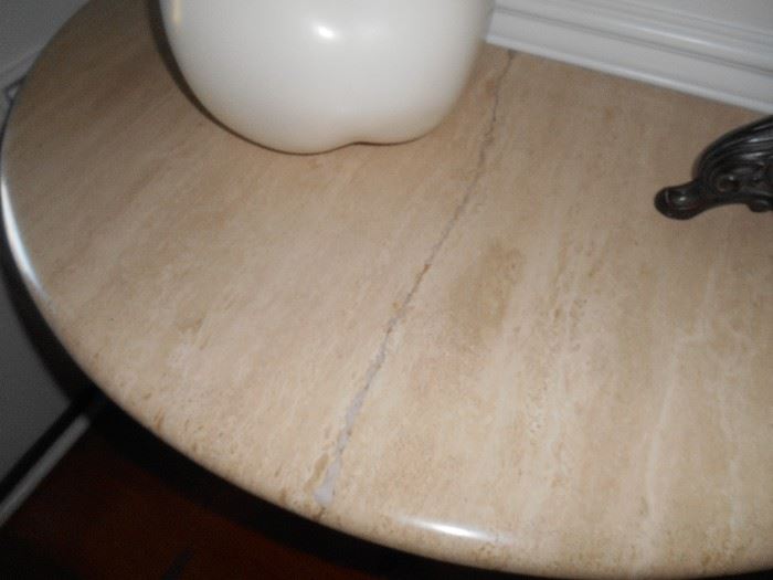 stone top demi lune table
