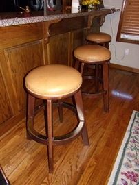 3 swivel leather bar stools