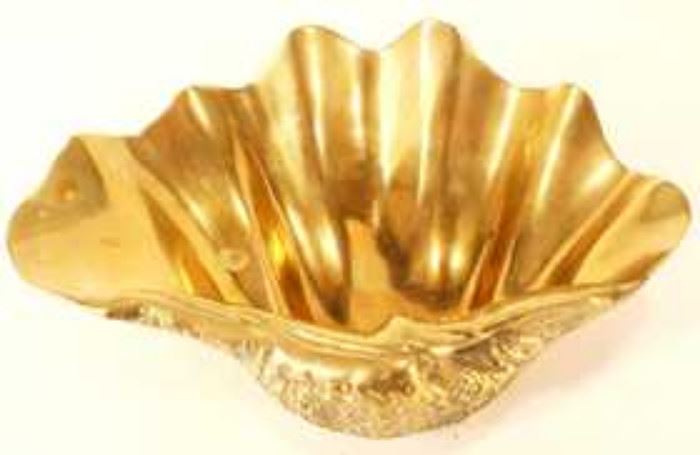 Cast brass seashell form bowl