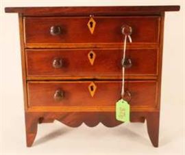 Salesman Sample Wooden Inlaid 3 Drawer Chest of Drawers