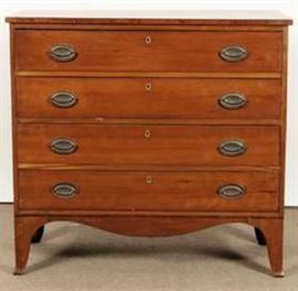 New England Cherry Chest of Drawers,19th C., splayed feet