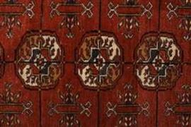 Bokhara Rug, Gold, Red and Blue Colors.  Provenance: From an Upper West Side estate located at 525 West End Ave, Manhattan NY