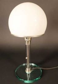 Wilhelm Wagenfeld, Technolum Glass/ Nickel Plate Bauhaus Table Lamp, Germany