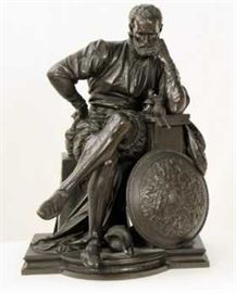 19th/20th c. Bronze Sculpture of a Seated Classical Figure