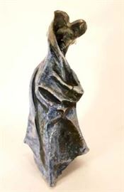 20th/21st c., Ceramic Sculpture of Hooded Figure, illegibly signed underneath