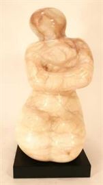 Kneeling Woman, modernist stone sculpture by Herbert Cousins, 1929-2016, unsigned, on swivel base