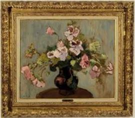 Marthe Orant, French, 1874-1953, Floral Still Life , Oil on Masonite Painting