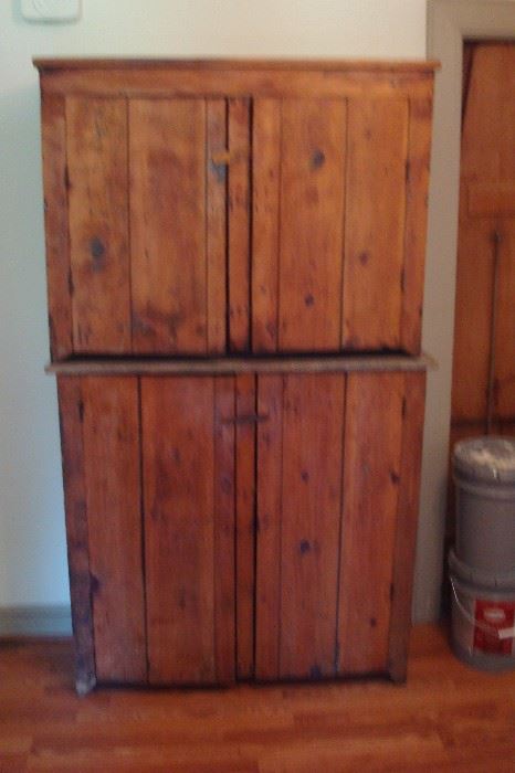 Antique primitive kitchen cupboard.  Can be stacked or used separately.