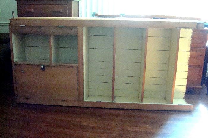 Antique cupboard on laying on it's side