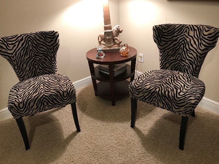 Pair of Like New Zebra Print Occasional Chairs