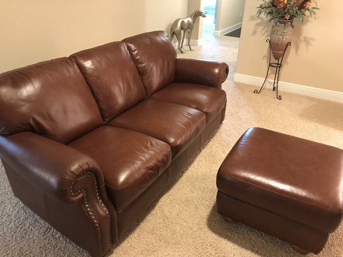 Like New Leather Couch with Matching Ottoman