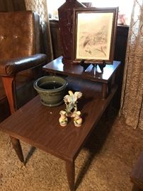 mid century end tables (two) and matching coffee table