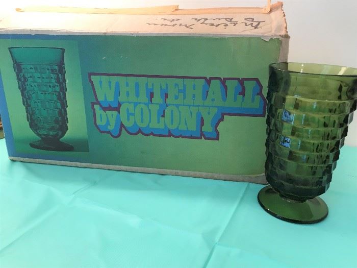 Green Whitehall goblets by colony