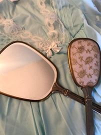 vintage brush and matching mirror.  Vintage nightie