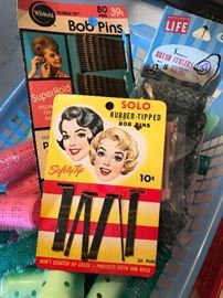 vintage rollers, bob pins, metal hair clamps and more
