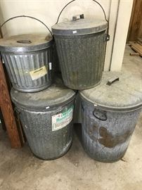 galvanized trash cans