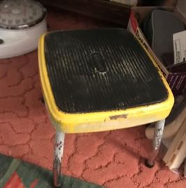 vintage costco yellow and chrome step stool, good shape, needs a good cleaning