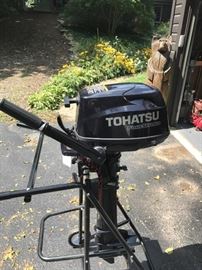MAY BE PURCHASED PRIOR TO SALE! CALL JIM AT 233-5153 TO ARRANGE INSPECTION.                 Tohatsu 6 HP sail pro outboard motor.  – used one season -10x maximum.   $1250.00