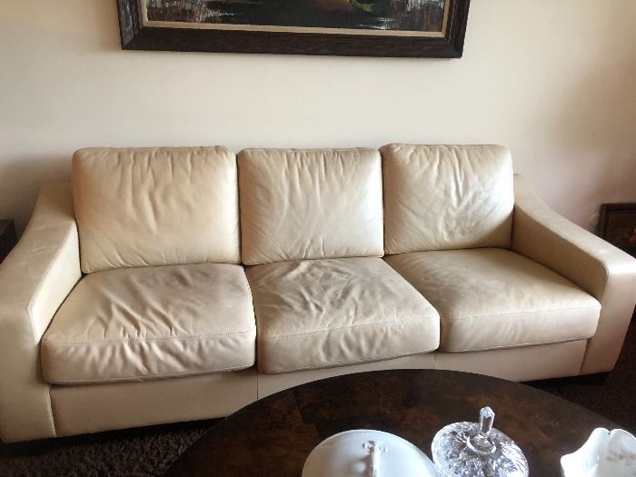 Leather sofa with matching chair