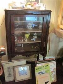 display cabinet, china, records 