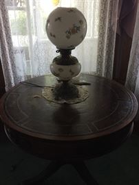 Leather top drum table