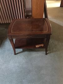 Matching leather top side table