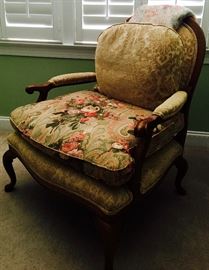 French Style Upholstered Arm Chair, 34"W x 39"H x 36"D